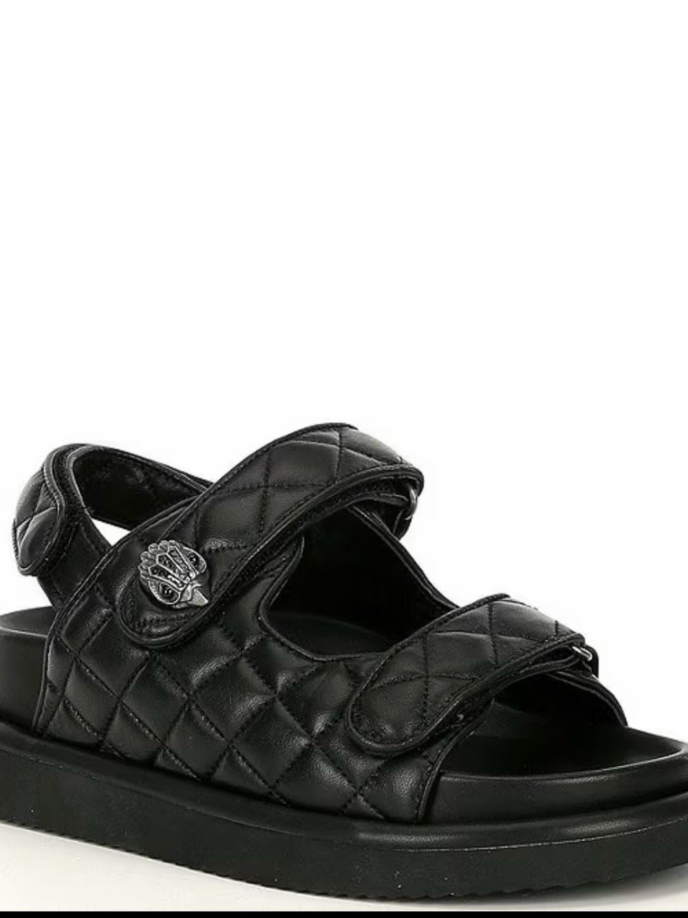 NWOT Kurt Geiger Black Quilted Leather Double-Strap Sandals - Picture 2 of 5